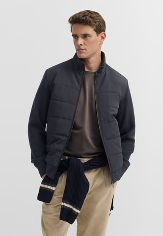 Bugatti Herren Strickjacke Hybrid Stehkragen