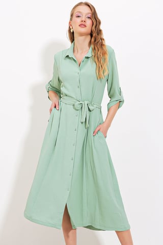Textured Midi-jurk met Strik
