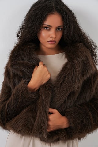 Regular Fit Faux Fur Coat