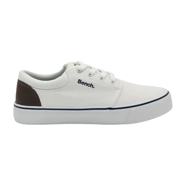 Bench Mens Donnie Contrast Panel Canvas Trainers (White)