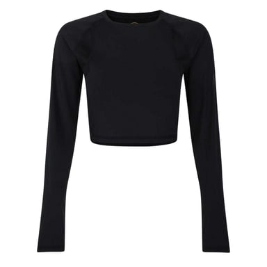 Umbro Womens/Ladies Bodycon Raglan Long-Sleeved Training Crop Top (Black)