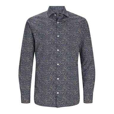 Jack And Jones Mens Printed Slim Long-Sleeved Shirt (Night Sky)