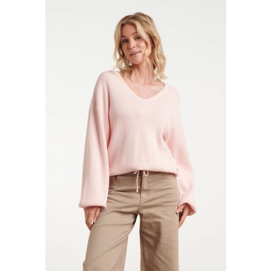 Smashed Lemon Gebreide top met v-hals en strikdetail |
