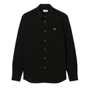 Lacoste Heren-shirt met logo, slim fit en lange mouwen (Zwart)