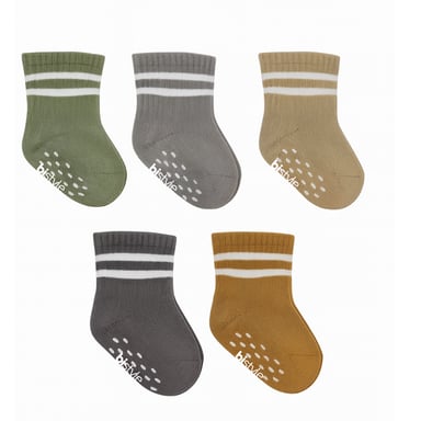 Bistyle Baby Grip Ankle Socks 5 Pairs | Newborn Infant Toddlers Non-Slip Socks Organic Cotton | Kids Boys Girls Ankle