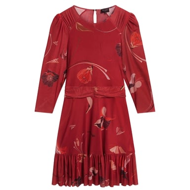 Ted Baker Mini-jurk Met Mesh En Geplooide Schouders, In Rood, In Skaterstijl