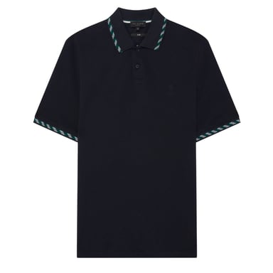 Ted Baker Ss House Check Jacquard Navy Polo Shirt