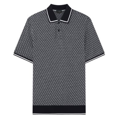 Ted Baker Ss Regular Geo Textured Navy Polo Shirt