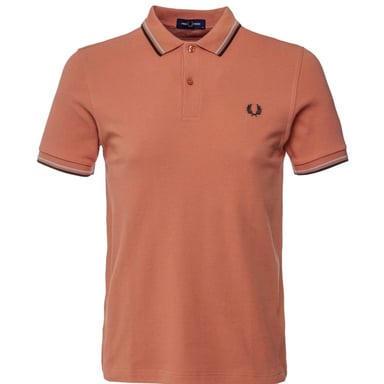 Fred Perry Poloshirt Met Dubbele Punt In Roestbruine Kleur