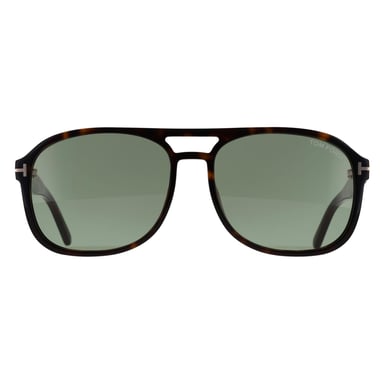 Tom Ford Rosco FT1022 52N glanzende donkere havana-kleurige lichtgroene zonnebril