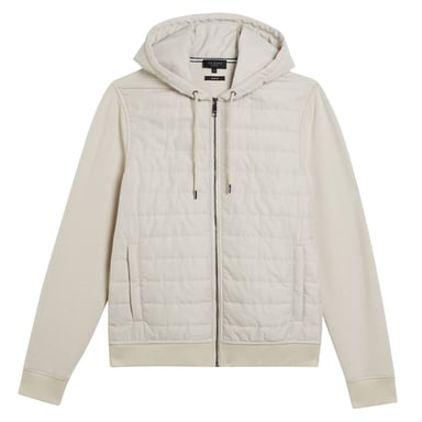 Ted Baker Adburys Regular Quilted Zip Beige Hoodie