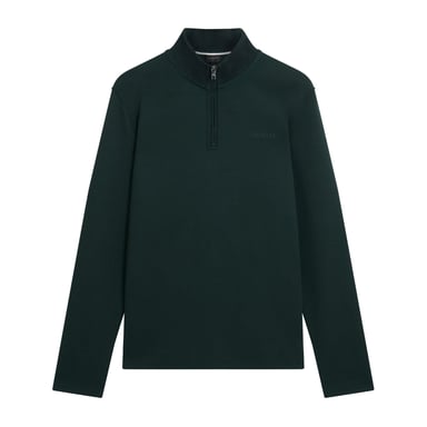 Ted Baker Crabtre Branded Honeycomb Trim Dark Green Half Zip