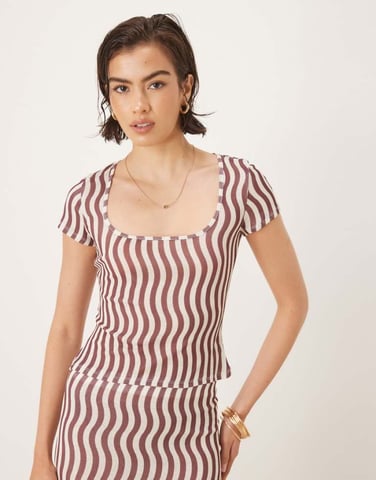 ASOS DESIGN stripe mesh short sleeve t-shirt