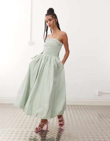 Amy Lynn Polly shirred midi dress in mint