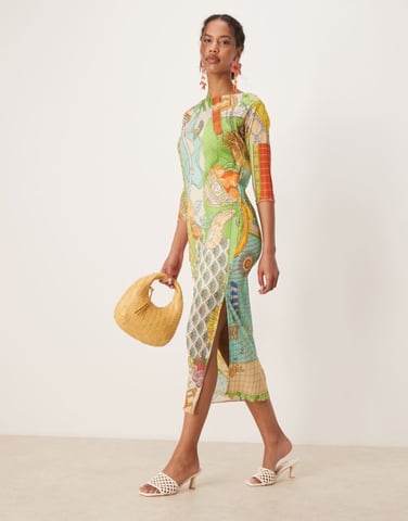 Never Fully Dressed Jem mesh midaxi dress in orange print