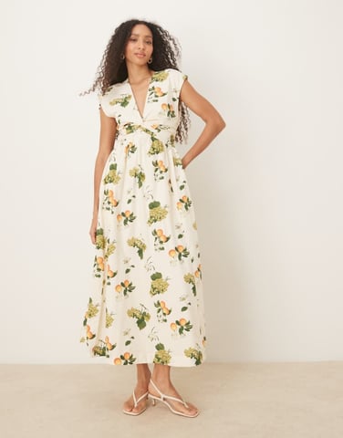 Abercrombie & Fitch sleeveless v neck maxi dress in fruit print
