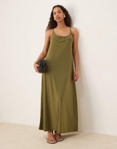 JDY cami maxi dress in khaki