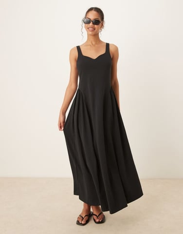 ASOS DESIGN summer maxi dress with full skirt in black