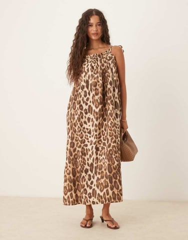 AWARE cotton cami maxi dress in leopard dress