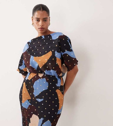 Never Fully Dressed Plus Tilly off shoulder plisse maxi dress in chocolate