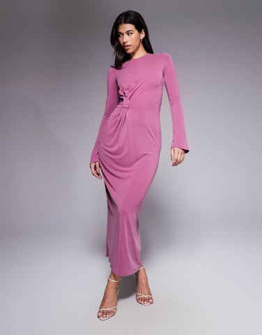 ASOS DESIGN modal twist knot detail maxi dress in mauve