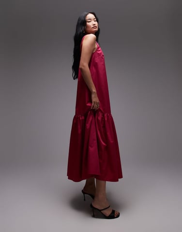 & Other Stories maxi dress with drop waist and low back in pink