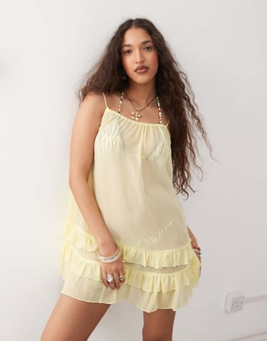 COLLUSION mesh dress in yellow