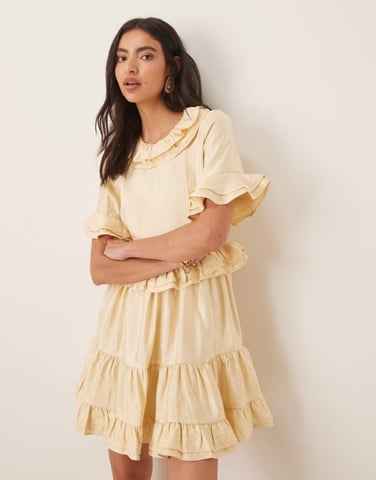Sister Jane Buttercup ruffle mini dress in light yellow