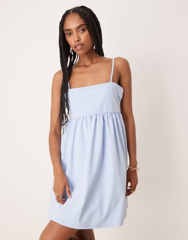 ASOS DESIGN cami baby doll mini dress in blue