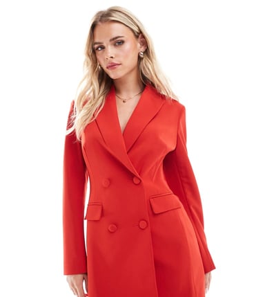 Miss Selfridge Petite fitted waist blazer dress in red