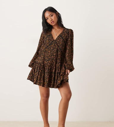 Nobody's Child Petite marley mini dress in orange floral