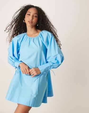 ASOS DESIGN deep cuff mini dress in blue