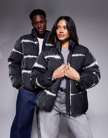 Sixth June unisex pleated two tone puffer jacket in multi