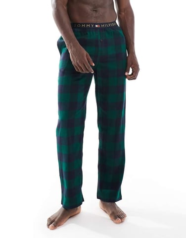 Tommy Hilfiger Original flanell loungebyxor i grön rutig design