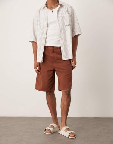 ASOS DESIGN long length suede look jorts in brown