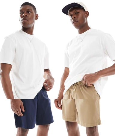 Jack & Jones 2 pack chino shorts in tan and navy