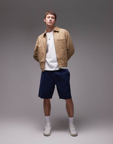 Topman washed cotton chino shorts in navy