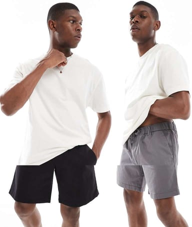 Jack & Jones 2 pack chino shorts in grey and black
