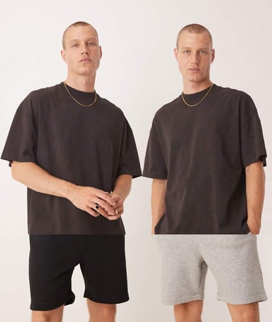 ASOS DESIGN essentials mid length slim shorts multipack in black & grey marl