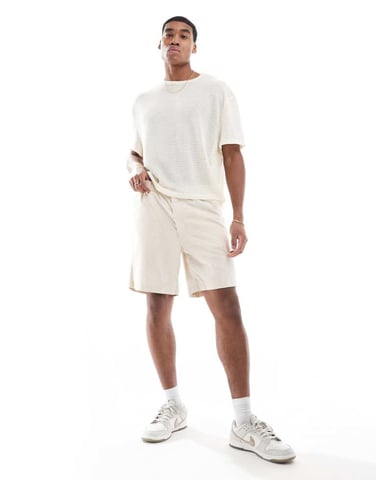Jack & Jones linneblandning short i krämfärg