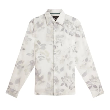 Ted Baker Kalmill Regular Fit Wit Overhemd Met Bladschaduwprint