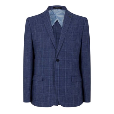 Ted Baker Mens Plaid Houndstooth Suit Jacket (Airforce Blue)