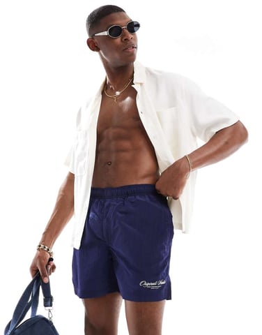 Jack & Jones swimshorts with orginal print in navy