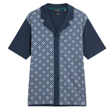 Ted Baker Danlibe Argyle Overhemd Met Knoopsluiting In Marineblauw