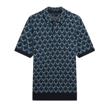 Ted Baker Melvvin Geo Jacquard Gebreide Marineblauwe Poloshirt