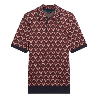 Ted Baker Melvvin Geo Jacquard Bordeauxrode Gebreide Poloshirt