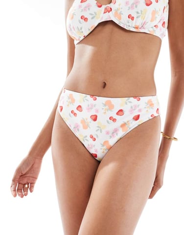 Hollister curvy high waist cheeky bottom co-ord in fruit print
