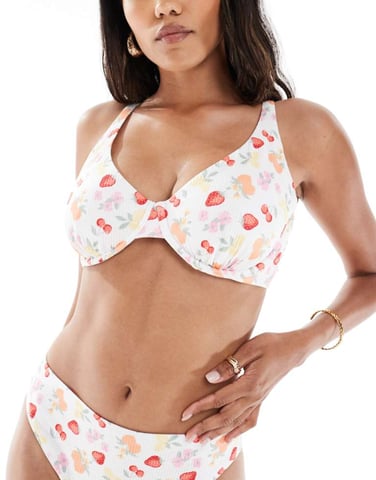 Hollister curvy underwire bikini top co-ord in fruit print