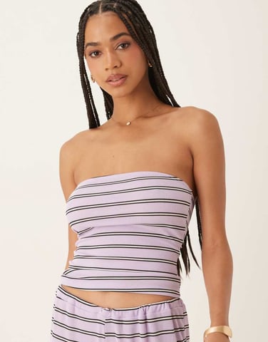 ASOS DESIGN stripe co-ord bandeau in lilac