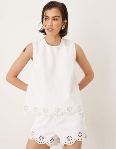 Nobody's Child Sweetpea swing top co-ord in white denim